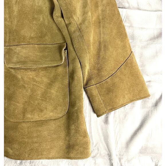 J. Peterman Frontiersman Brown Suede Men’s XXL Fringe Leather Western Jacket VTG - Picture 9 of 16